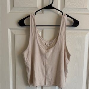 Madewell Cream Ribbed Scoop Crop Tank